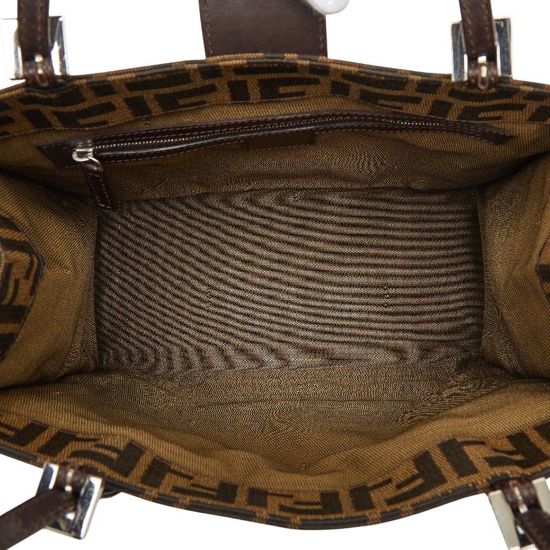Fendi Zucca Tote Shoulder Bag Brown Canvas Leather — view 8