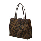 Fendi Zucca Tote Shoulder Bag Brown Canvas Leather — view 2