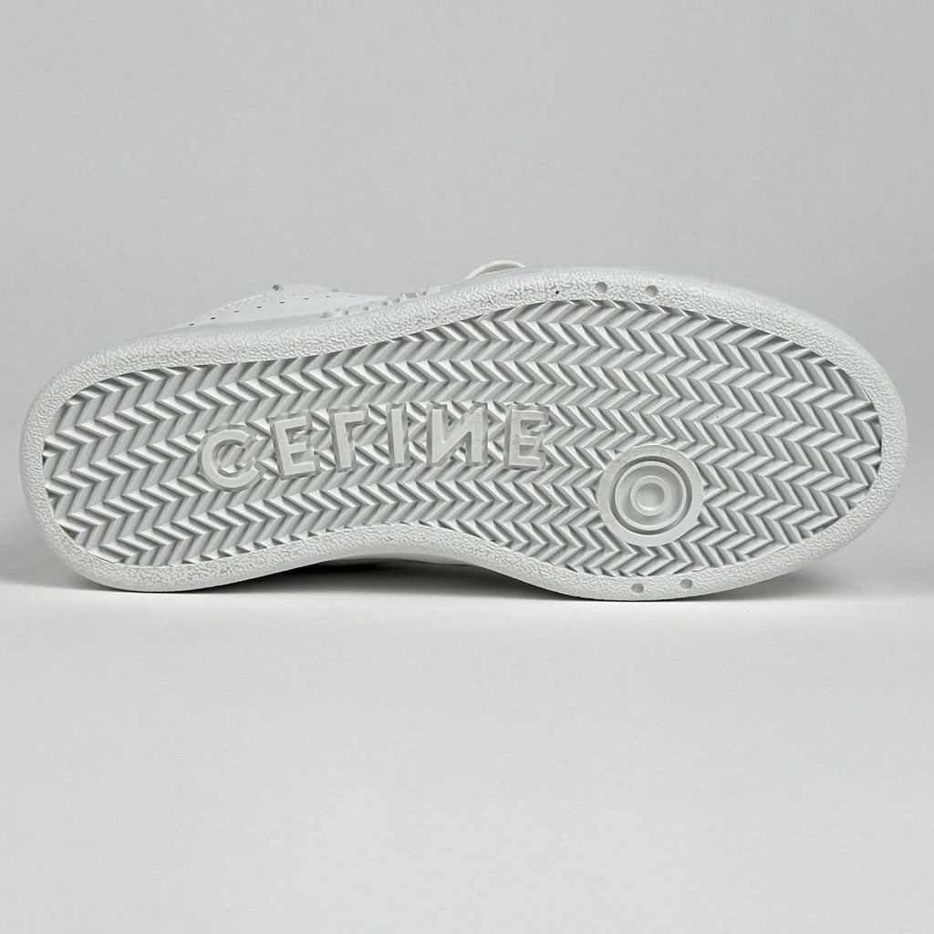 Celine CT 01 Lace Up High Cut Sneakers Logo Shoes Leather White — view 3