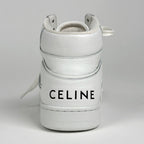 Celine CT 01 Lace Up High Cut Sneakers Logo Shoes Leather White — view 2