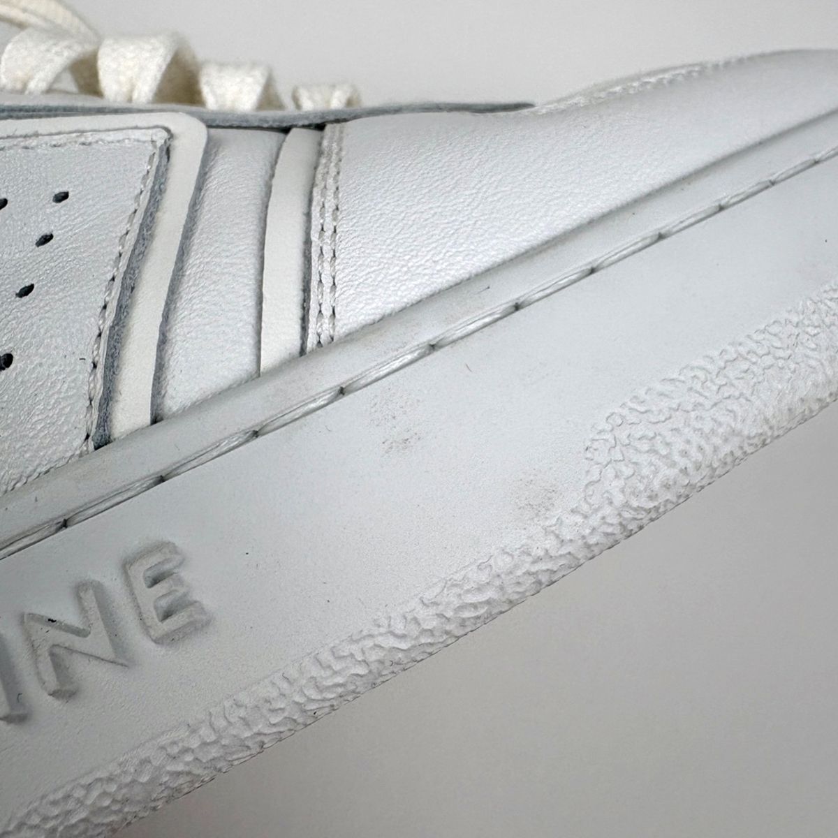 Celine CT 01 Lace Up High Cut Sneakers Logo Shoes Leather White — view 5