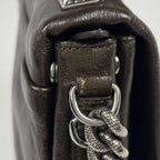 Celine Logo Chain Shoulder Bag 2-Way Leather Brown — view 5