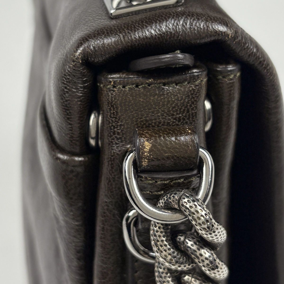 Celine Logo Chain Shoulder Bag 2-Way Leather Brown — view 5