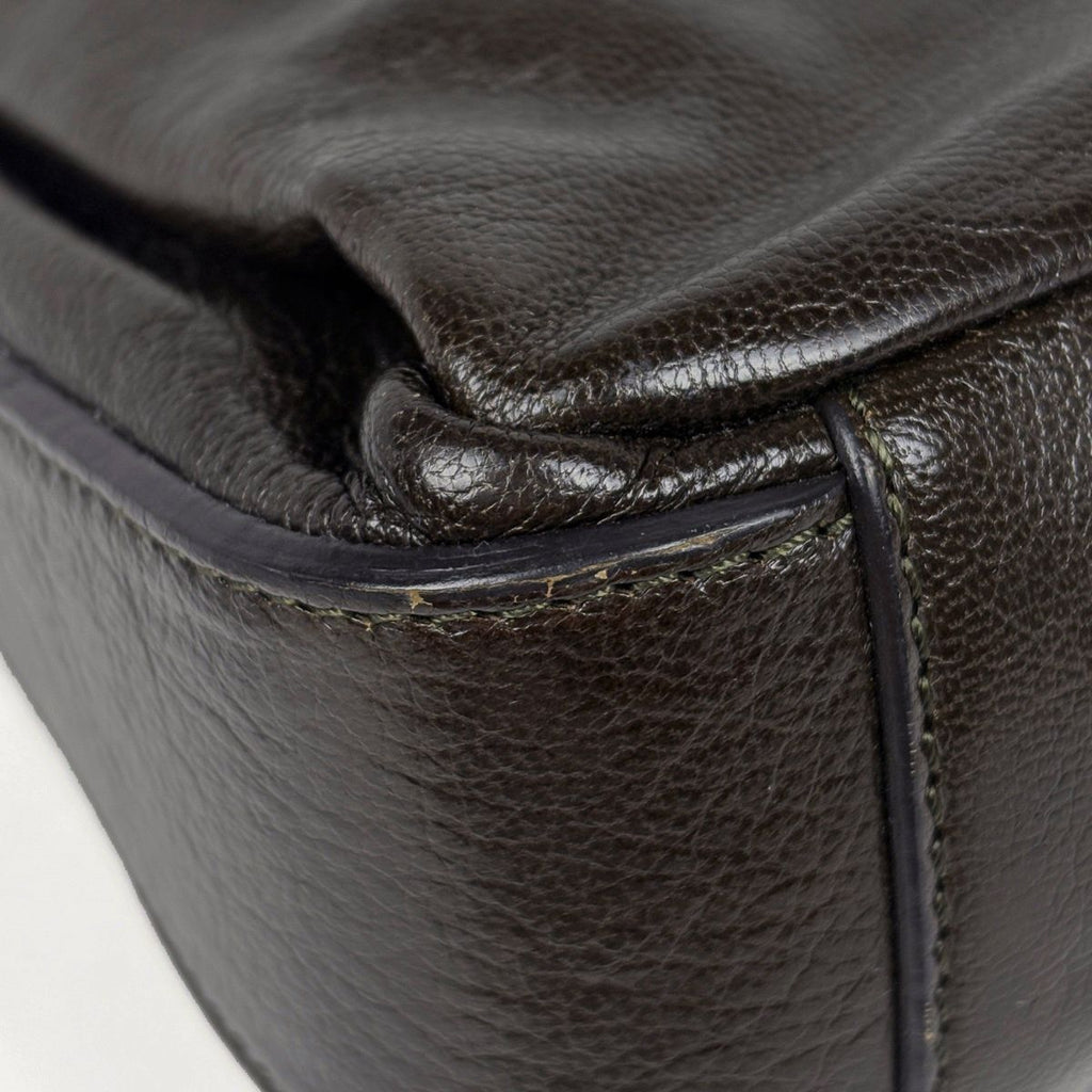 Celine Logo Chain Shoulder Bag 2-Way Leather Brown — view 3