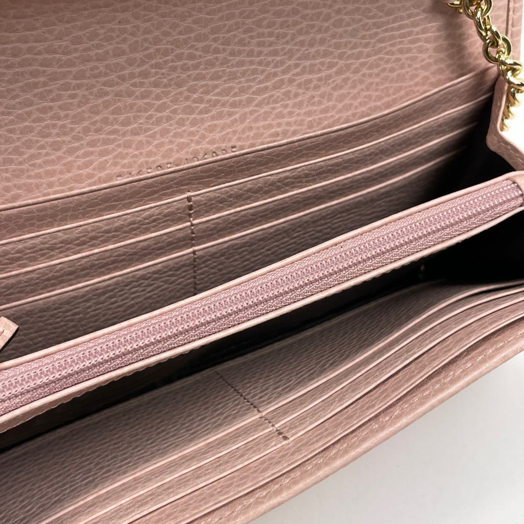 Gucci GG Marmont Chain Wallet Double Leather Pink — view 5