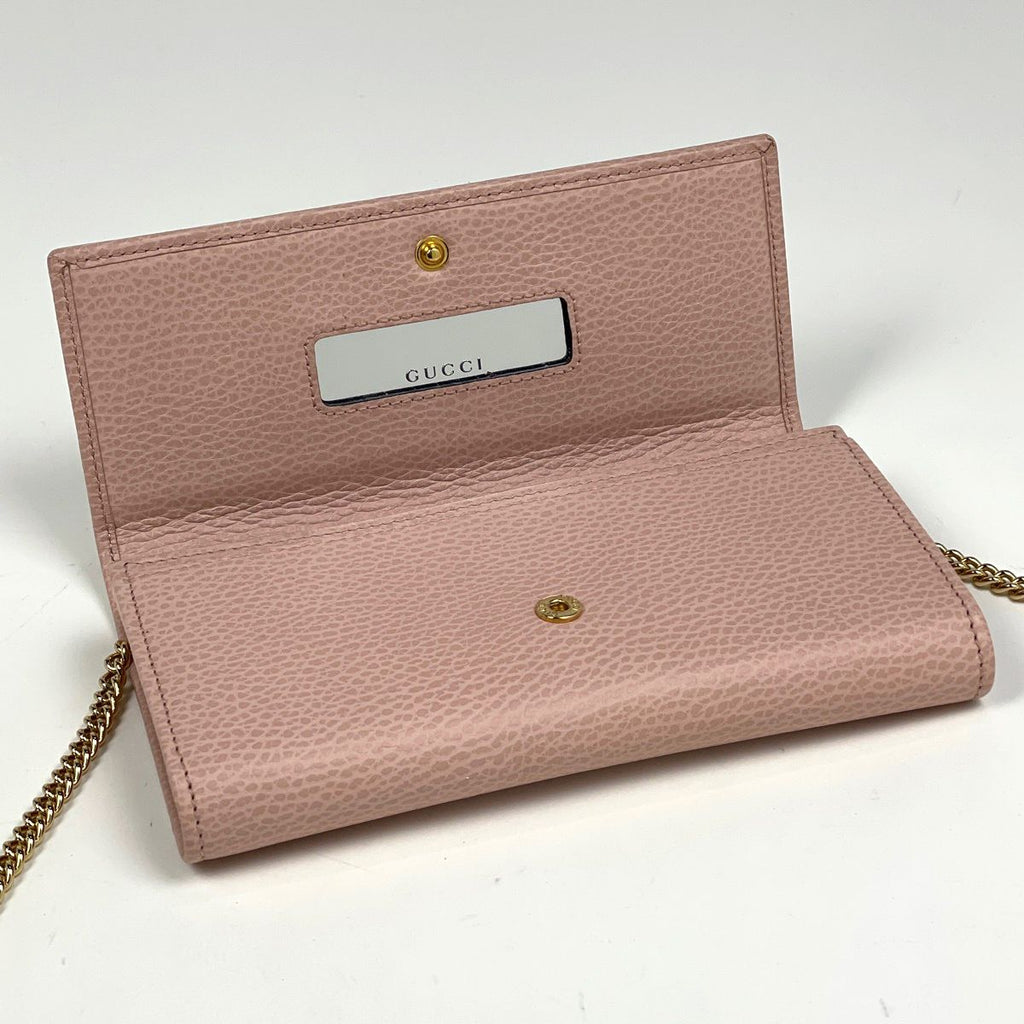 Gucci GG Marmont Chain Wallet Double Leather Pink — view 7