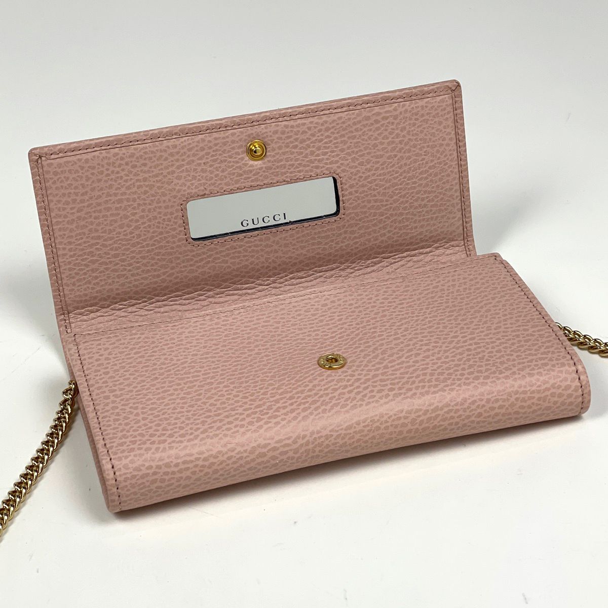Gucci GG Marmont Chain Wallet Double Leather Pink — view 7
