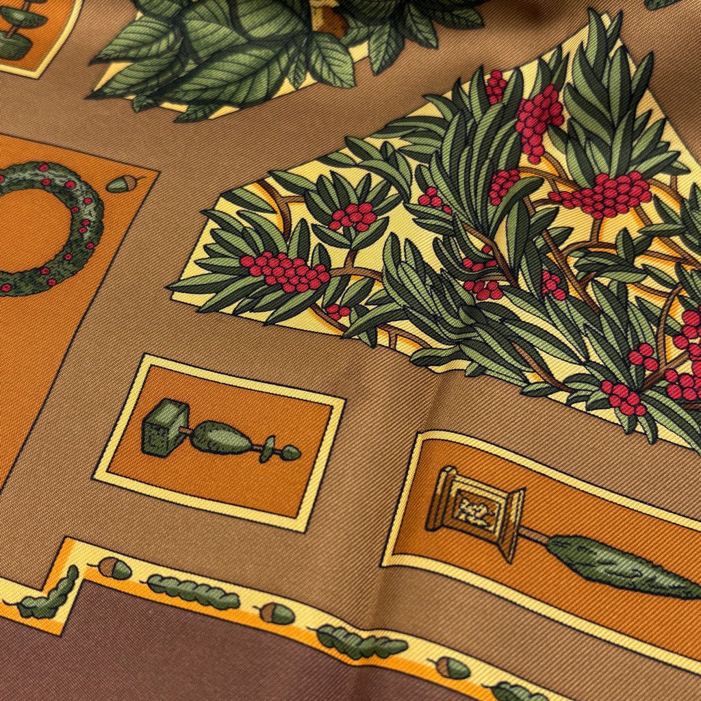 Hermes Carre 90 le Songe de Poliphile Dream Scarf Silk Brown — view 5