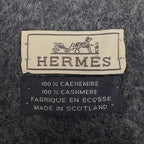 Hermes Logo Scarf Fringe Cashmere Gray — view 4
