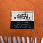 Hermes Logo Scarf Fringe Cashmere Orange — view 5