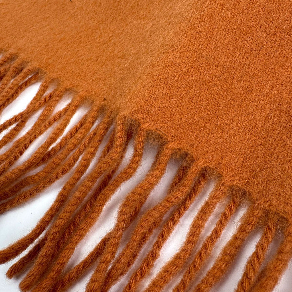 Hermes Logo Scarf Fringe Cashmere Orange — view 2