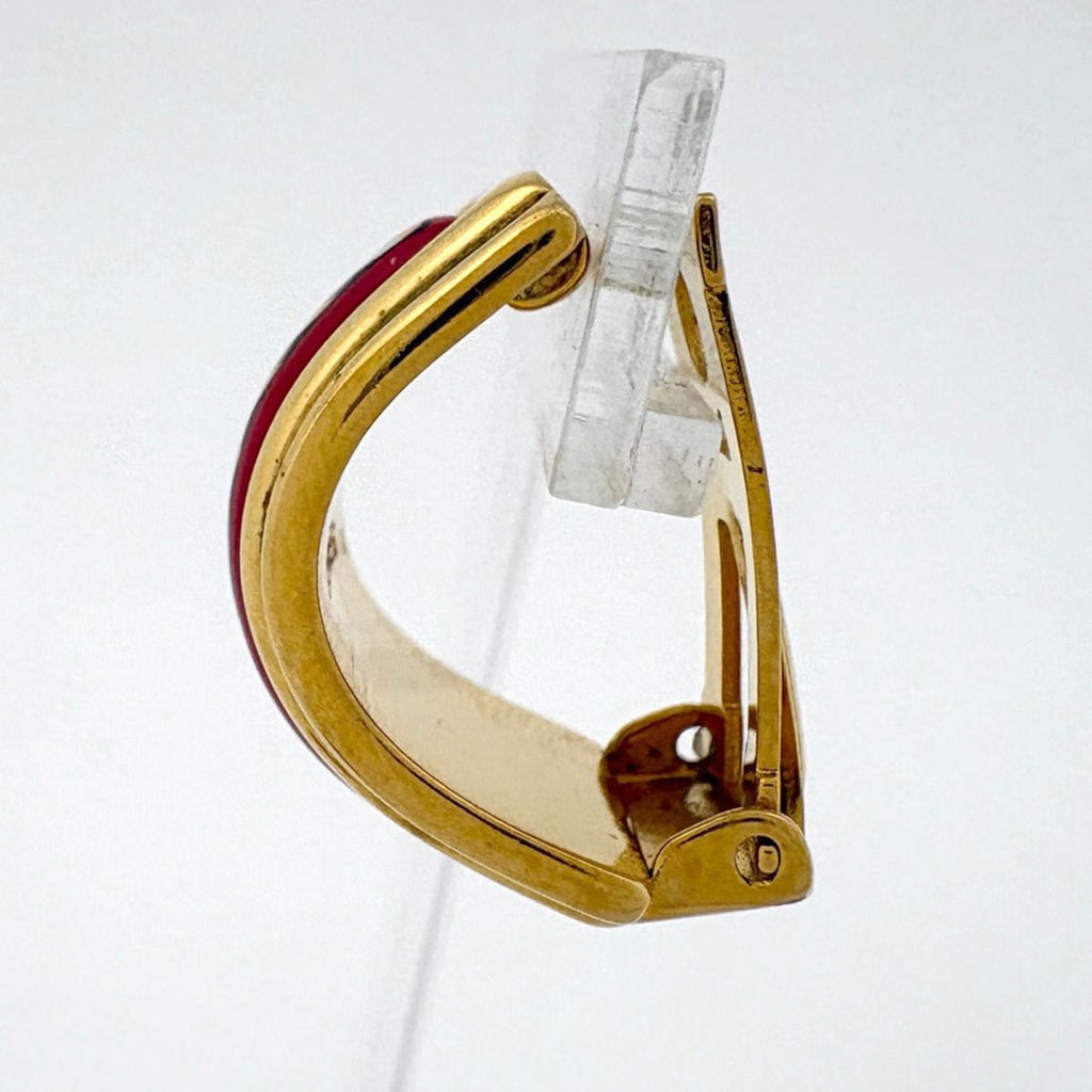 Hermes Enamel Earrings Cloisonne Gold Plated Red — view 2