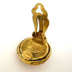 Chanel CC Logo Earrings Round Gold Plated — view 3
