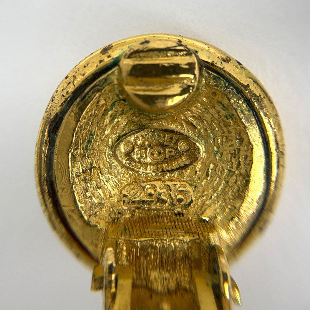 Chanel CC Logo Earrings Round Gold Plated — view 5