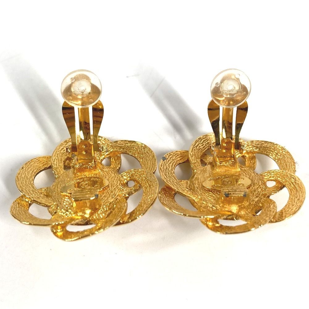 Chanel Earrings Faux Pearl Flower Metal Gold — view 8