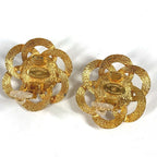 Chanel Earrings Faux Pearl Flower Metal Gold — view 5