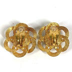 Chanel Earrings Faux Pearl Flower Metal Gold — view 4