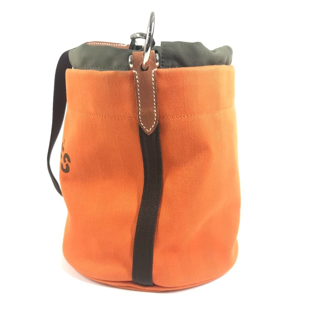 Hermes Shoulder Bag Sac Dopant Sage Bucket Shape Cotton Orange — view 4