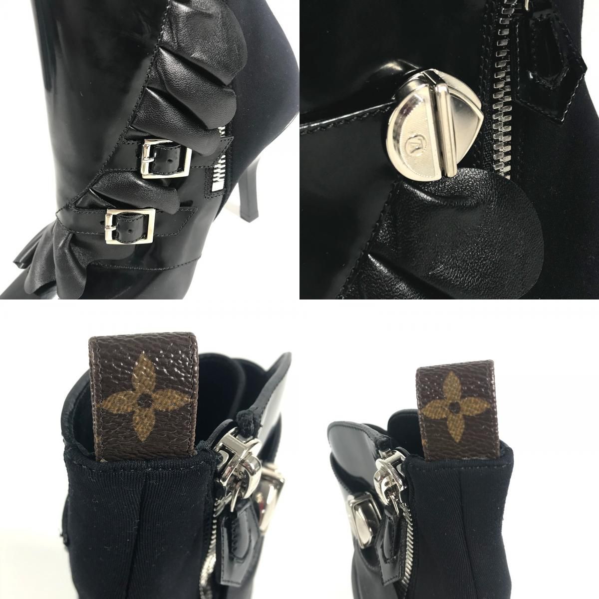 Louis Vuitton Ruffle Short Boots Leather Black — view 8