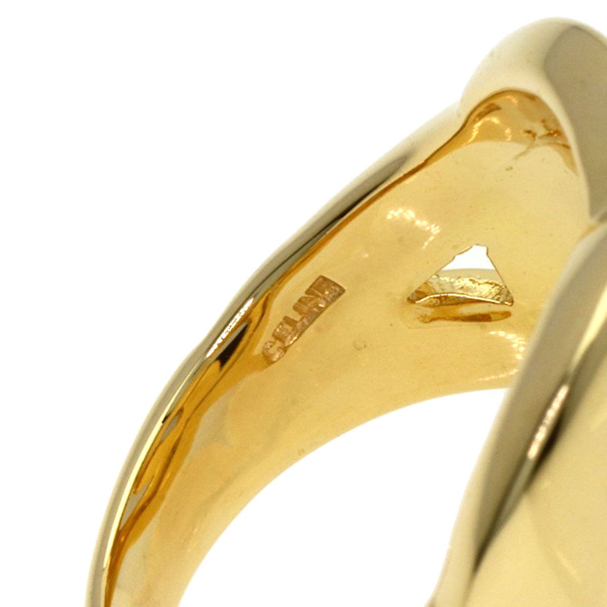 Celine Logo Double Circle Diamond Ring 18K Yellow Gold — view 7