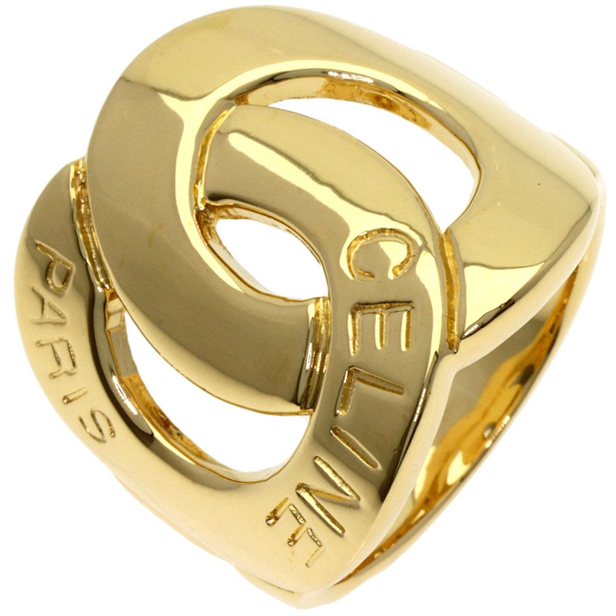 Celine Logo Double Circle Diamond Ring 18K Yellow Gold — view 2