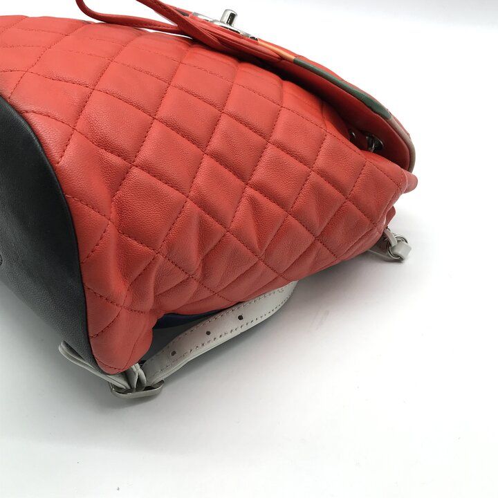 Chanel CC Logo Quilted Chain Lambskin Backpack Turnlock Multicolor — view 6