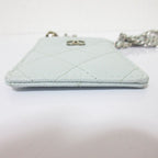 Chanel Caviar Leather Quilted Key Ring Chain Pass Case Light Blue — view 6