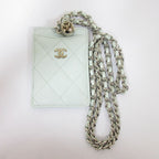 Chanel Caviar Leather Quilted Key Ring Chain Pass Case Light Blue — view 5