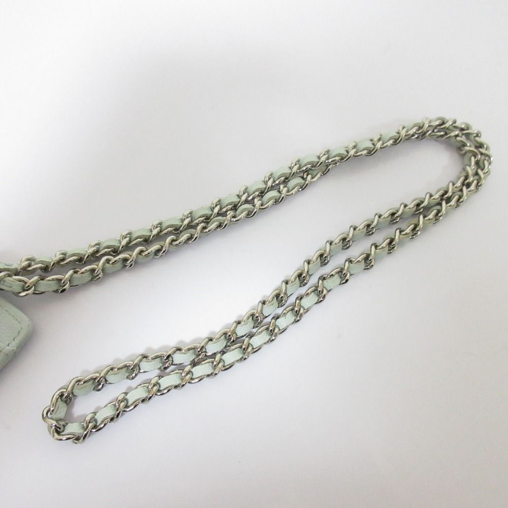 Chanel Caviar Leather Quilted Key Ring Chain Pass Case Light Blue — view 9