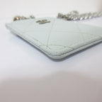 Chanel Caviar Leather Quilted Key Ring Chain Pass Case Light Blue — view 8