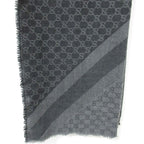 Gucci Wool Silk GG Pattern Large Shawl Dark Gray — view 3