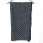 Gucci Wool Silk GG Pattern Large Shawl Dark Gray — view 2