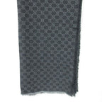 Gucci Wool Silk GG Pattern Large Shawl Dark Gray — view 4