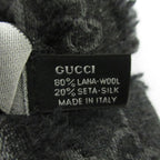Gucci Wool Silk GG Pattern Large Shawl Dark Gray — view 7