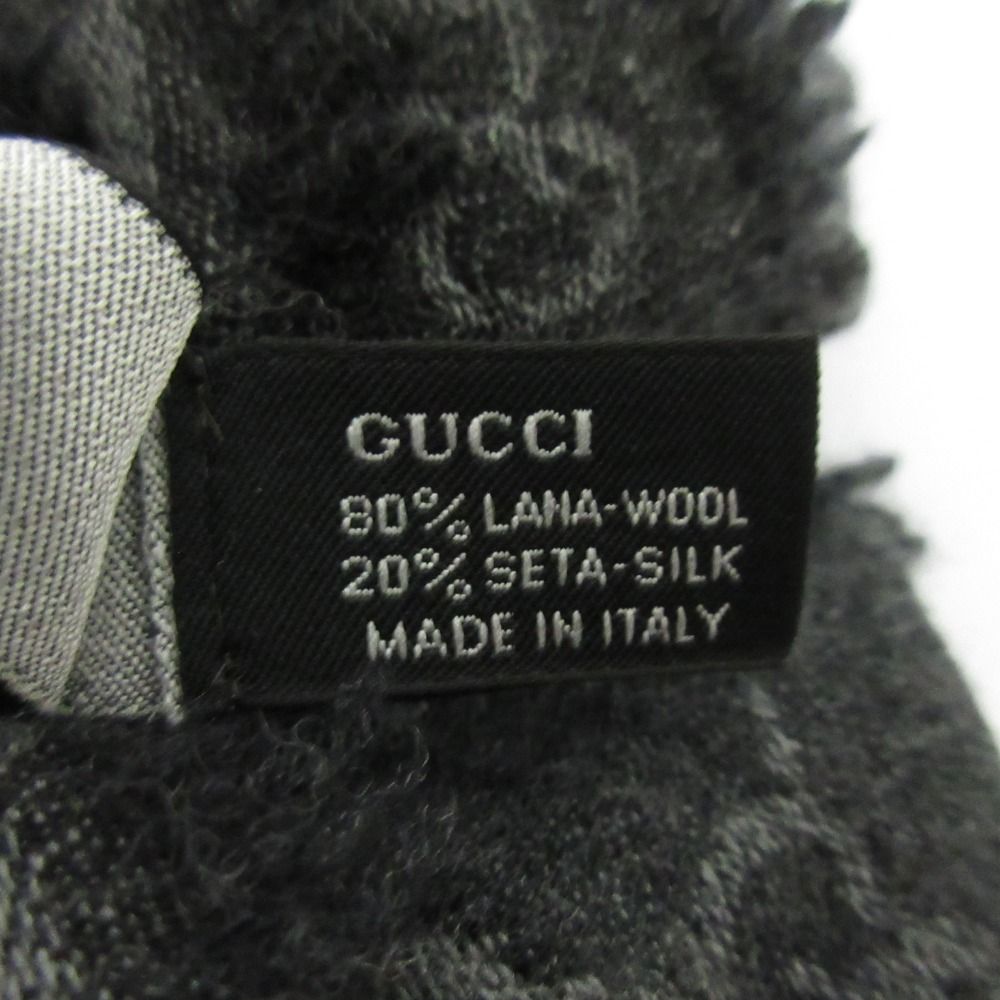 Gucci Wool Silk GG Pattern Large Shawl Dark Gray — view 7