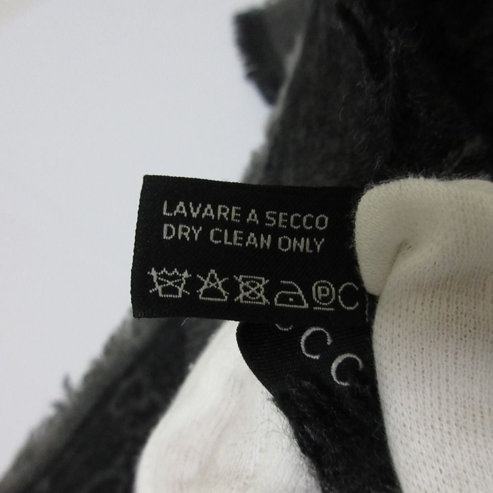 Gucci Wool Silk GG Pattern Large Shawl Dark Gray — view 8