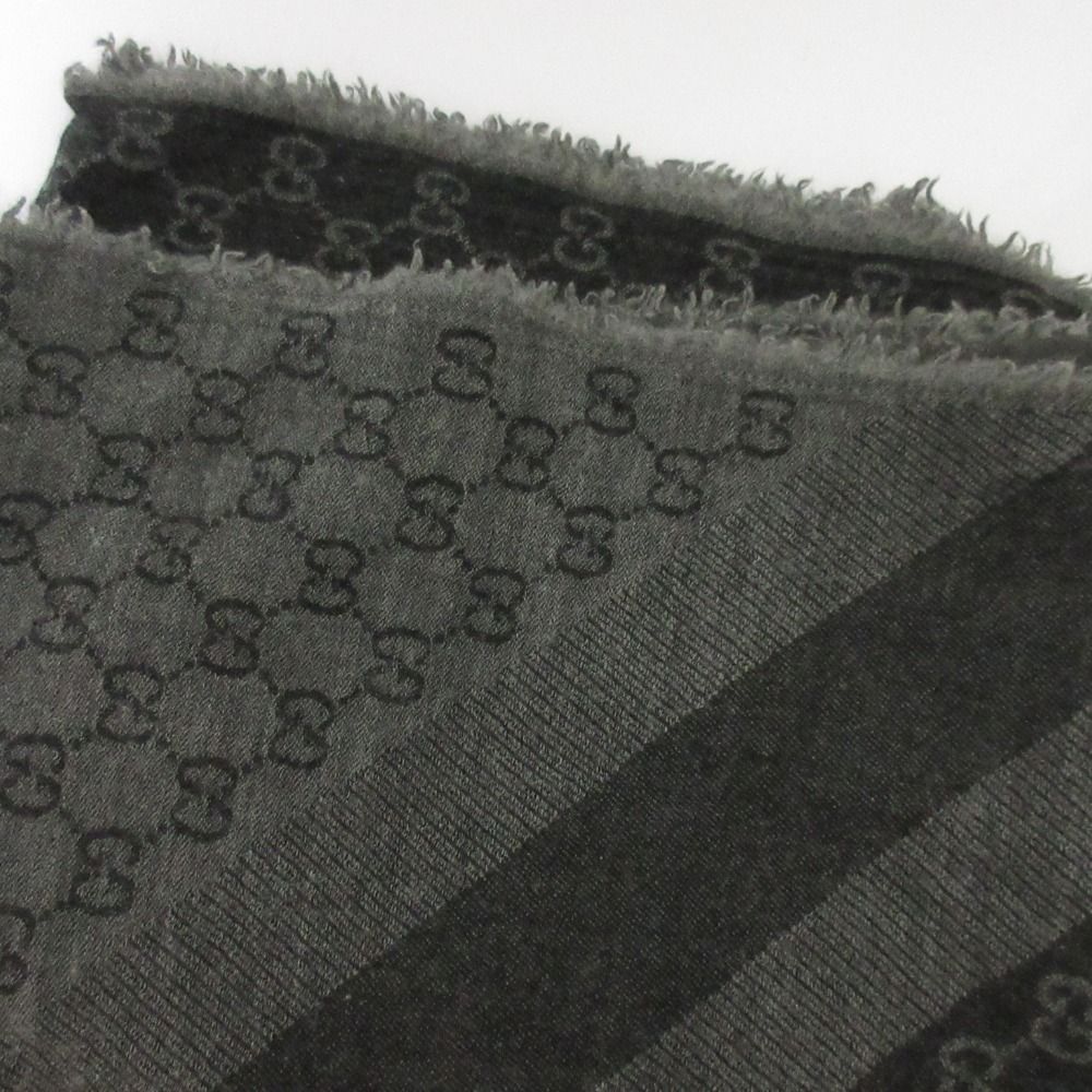 Gucci Wool Silk GG Pattern Large Shawl Dark Gray — view 5