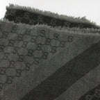 Gucci Wool Silk GG Pattern Large Shawl Dark Gray — view 5
