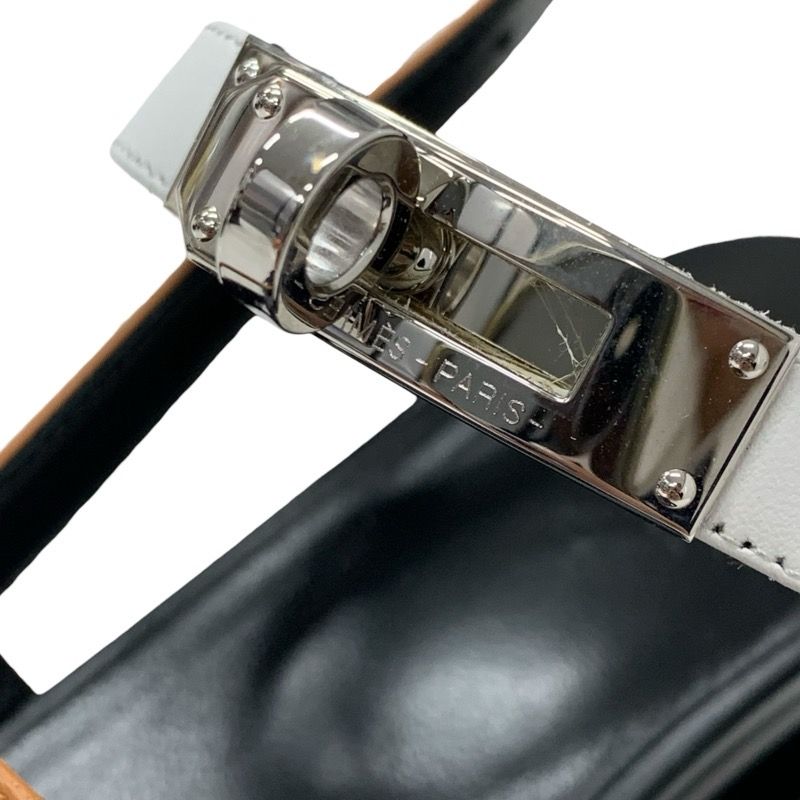 Hermes Eve Sandals Shoes Leather Brown Black White Kelly Strap — view 9