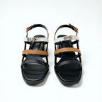 Hermes Eve Sandals Shoes Leather Brown Black White Kelly Strap — view 2
