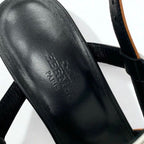 Hermes Eve Sandals Shoes Leather Brown Black White Kelly Strap — view 7