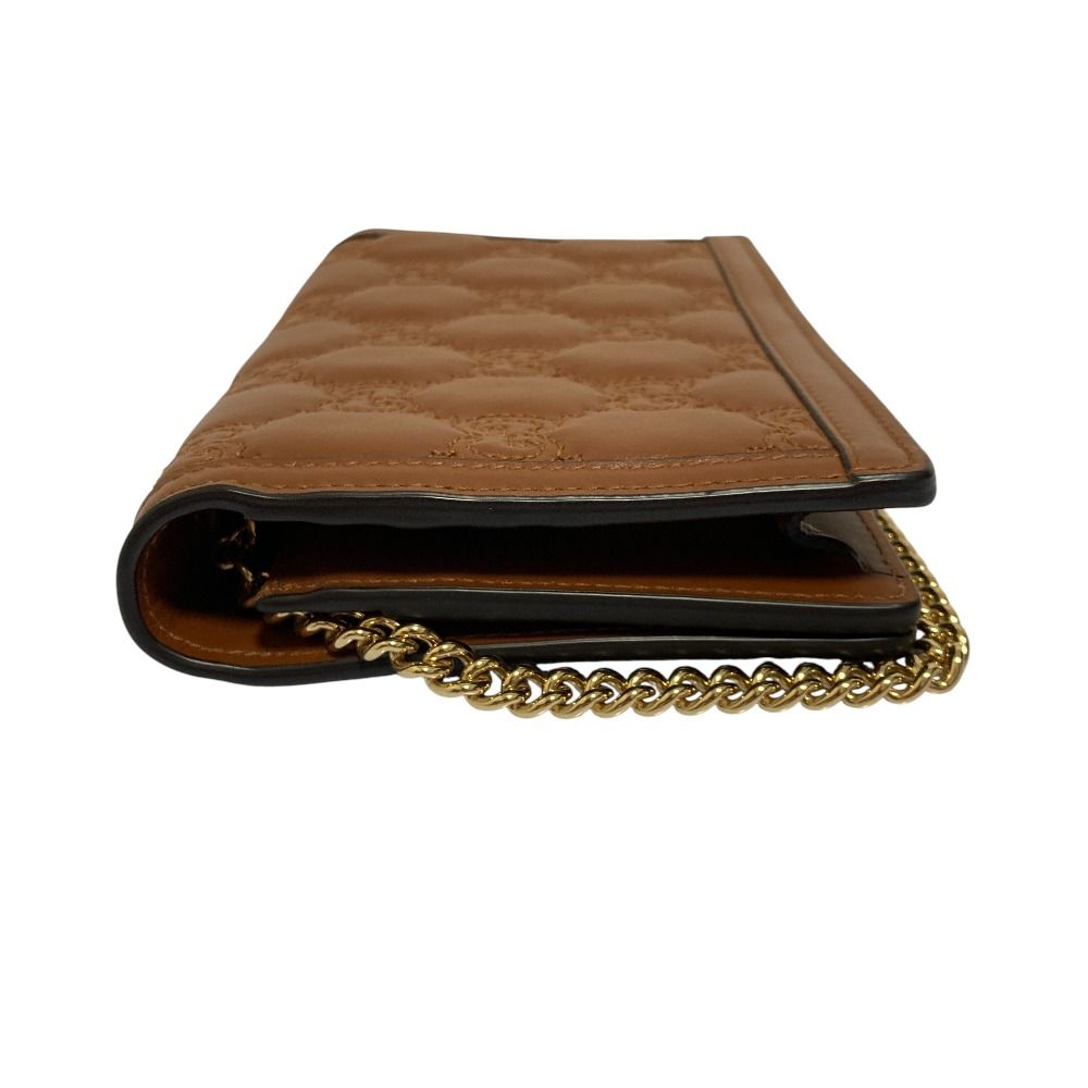 Gucci GG Matelasse Leather Chain Wallet Shoulder Bag Brown — view 4