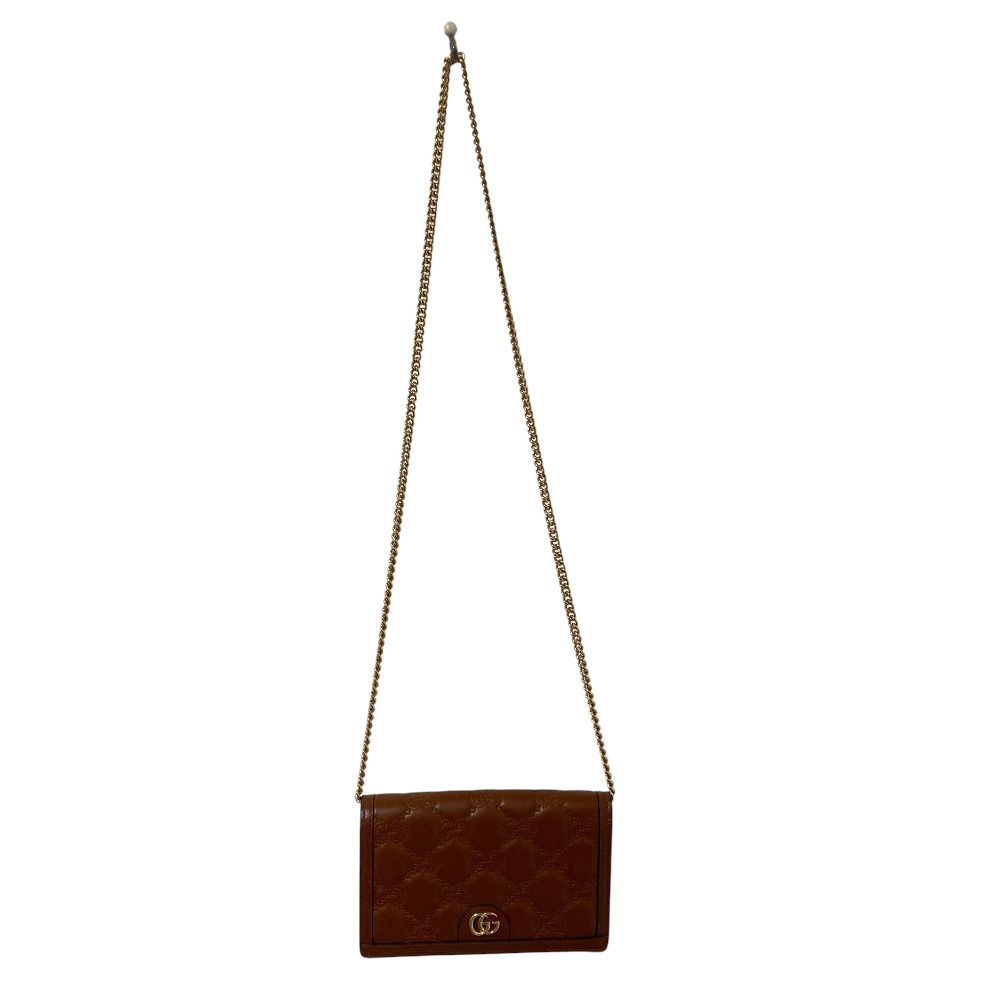 Gucci GG Matelasse Leather Chain Wallet Shoulder Bag Brown — view 6