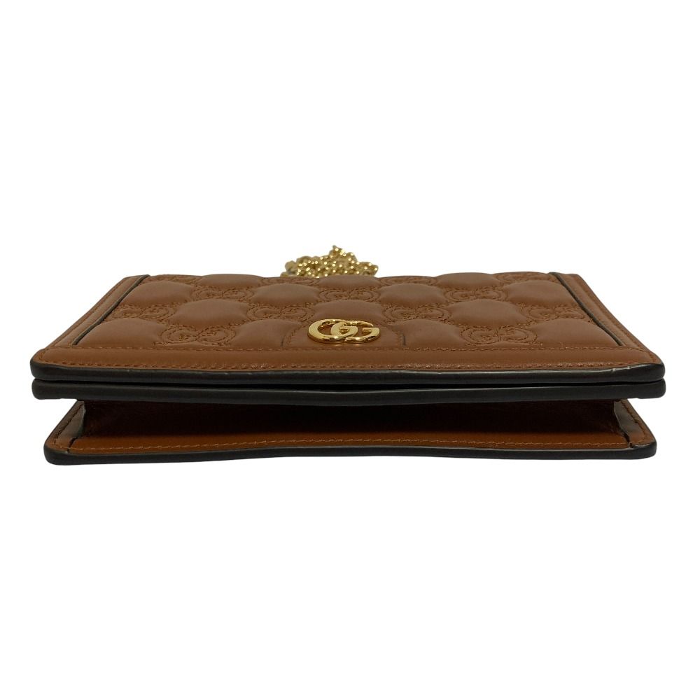 Gucci GG Matelasse Leather Chain Wallet Shoulder Bag Brown — view 5