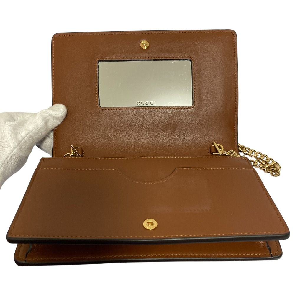Gucci GG Matelasse Leather Chain Wallet Shoulder Bag Brown — view 8