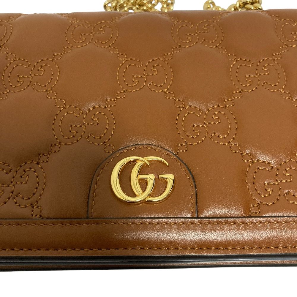 Gucci GG Matelasse Leather Chain Wallet Shoulder Bag Brown — view 7