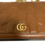 Gucci GG Matelasse Leather Chain Wallet Shoulder Bag Brown — view 7