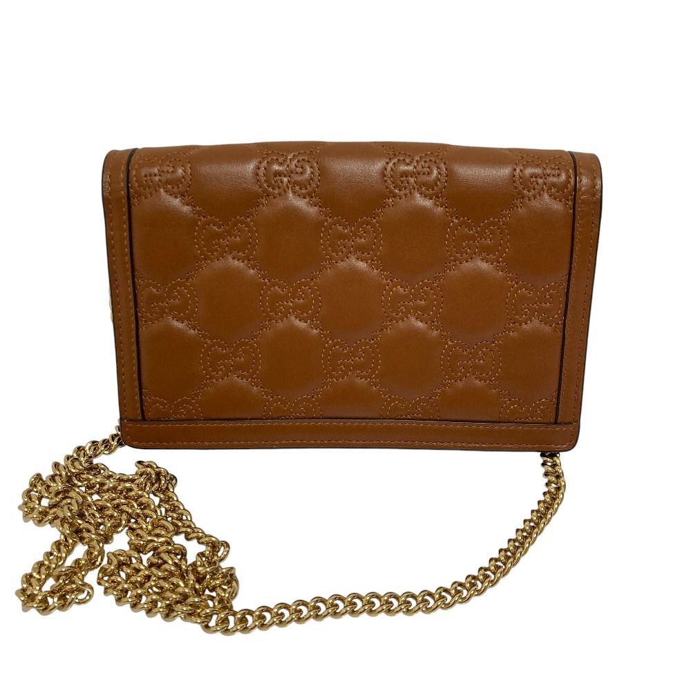 Gucci GG Matelasse Leather Chain Wallet Shoulder Bag Brown — view 3