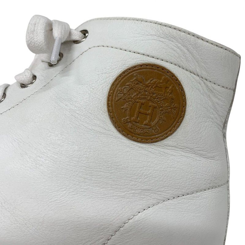Hermes Climb Sneakers Shoes Leather White Exlibris High Cut — view 9