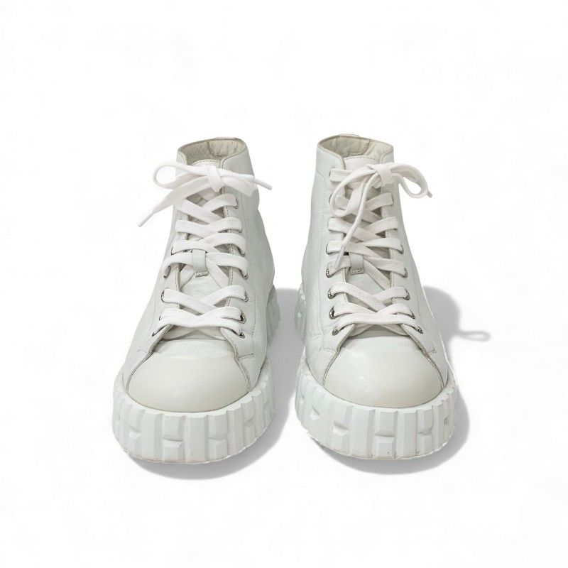 Hermes Climb Sneakers Shoes Leather White Exlibris High Cut — view 2